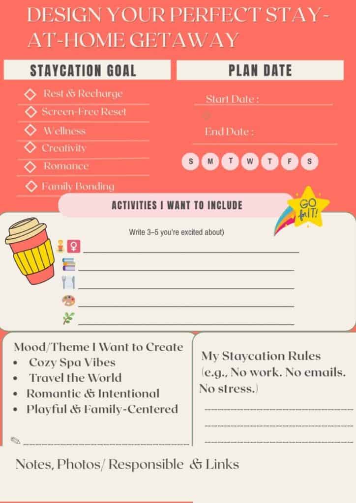 Staycation Planning Templates